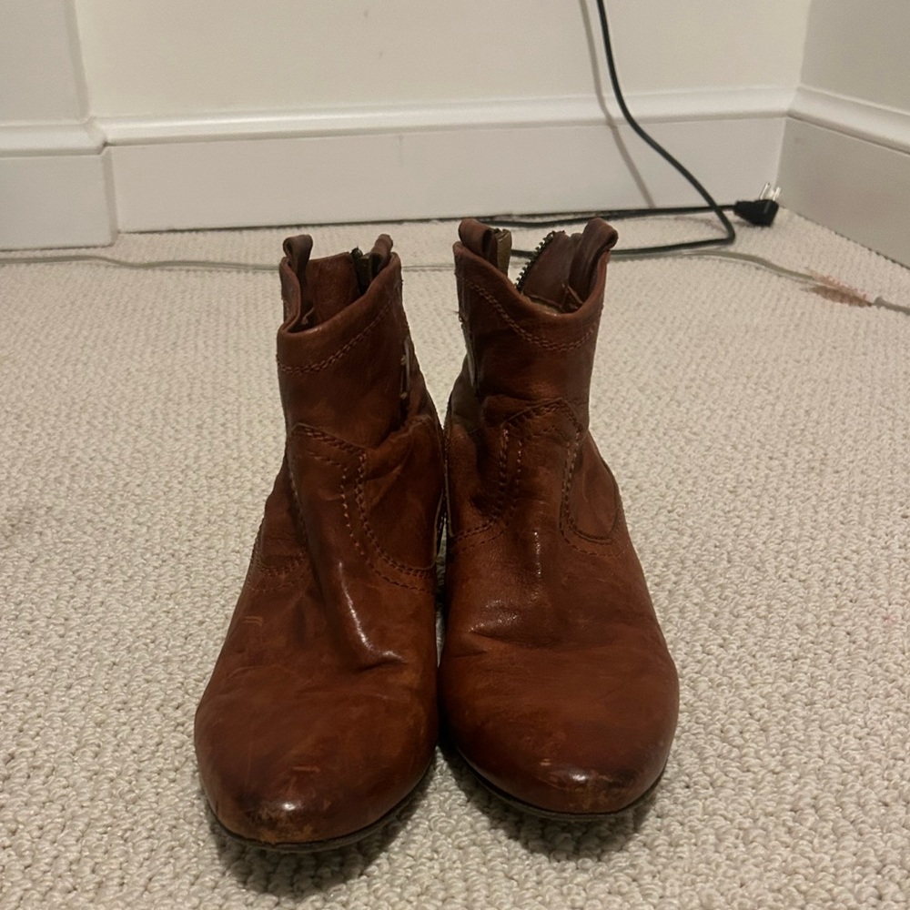 Frye Cognac Ankle Booties